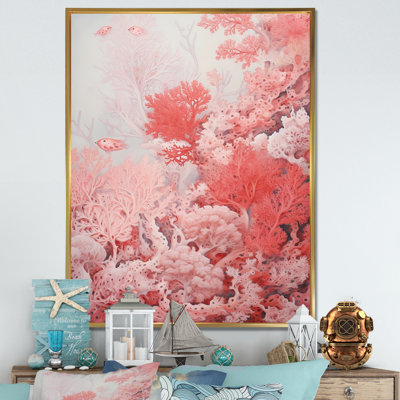 Encre liquide Crimson Coral I - plage et océan, reproduction d'art mural