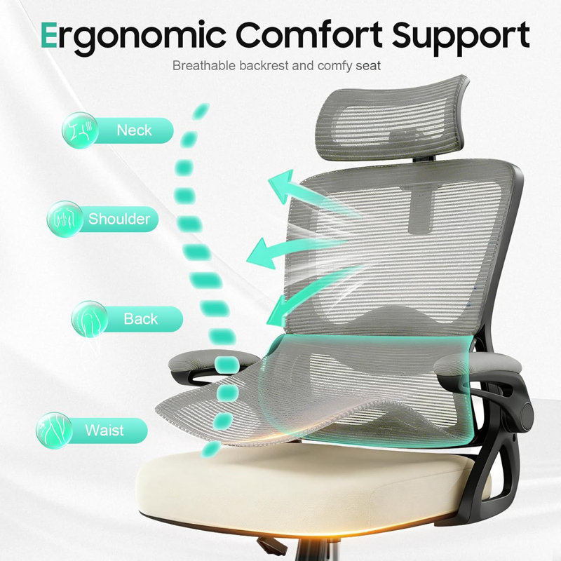 Foam Padding Office Chair, Light Grey