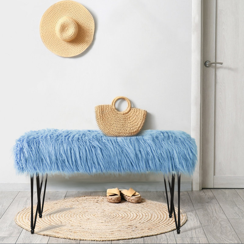 Keilia Upholstered Ottoman, Blue