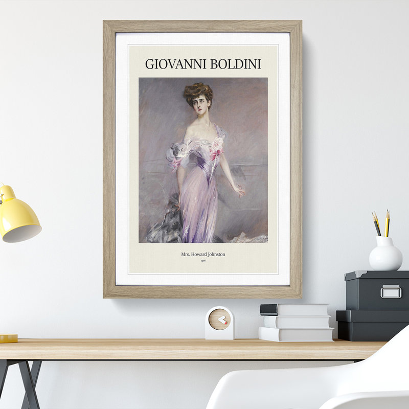 Portrait of Mrs Howard Johnstone Print by Giovanni Boldini - Picture Frame Painting, Oak Framed, 65cm H x 48cm W x 2cm D