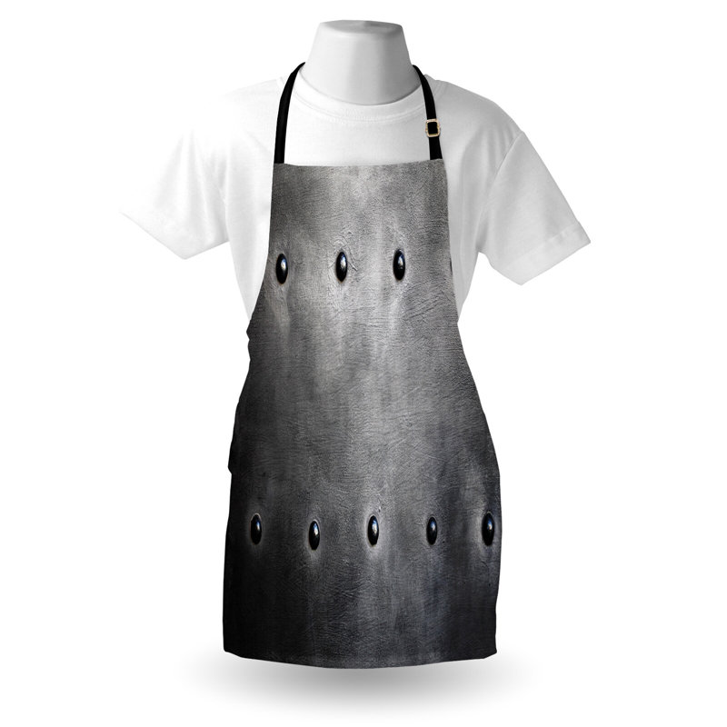 Tablier industriel East Urban Home unisexe, plaque grunge noire, taille adulte, gris noir