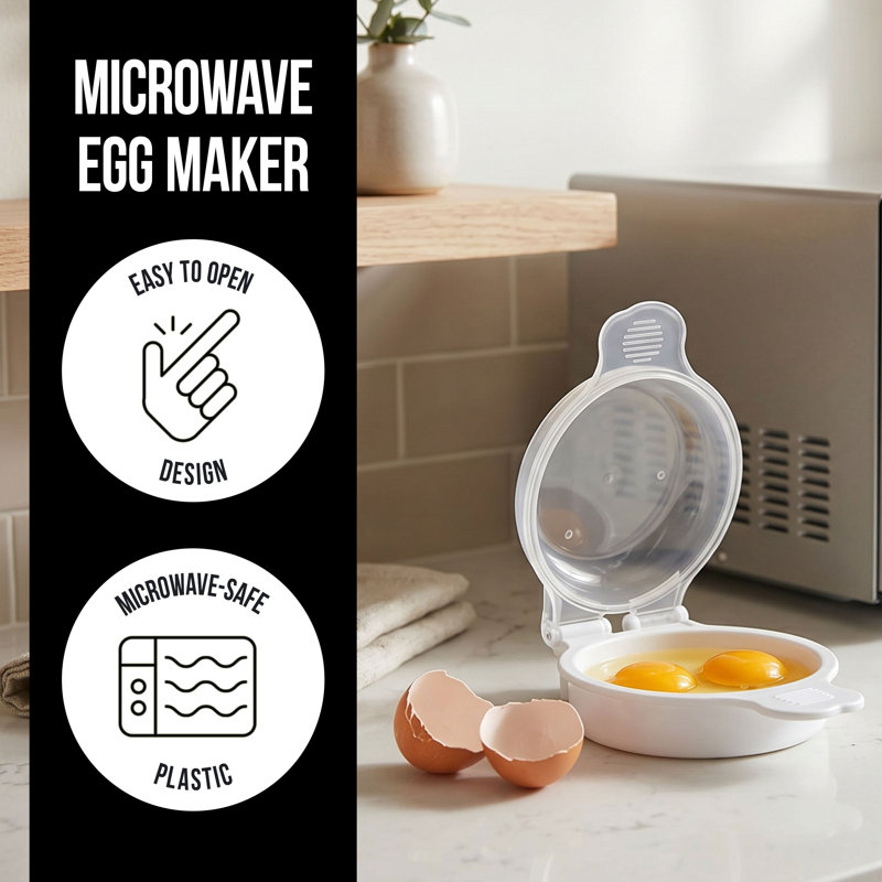 Microwave Egg Maker, a Healthy Breakfast Cooking Utensil - Kitchen Essentials, Easy to Make- Holds Up to Two Eggs and Cooks in 45 Seconds