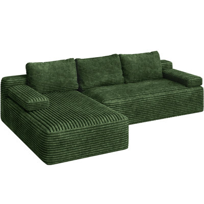 Boneless 3-Seat L-Shaped Modular Sectional Sofa with 2 Armrests & 3 Detachable Pillows, No Assembly Required
