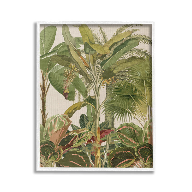 Végétal tropical, giclée, art par Ambre, Giclée encadrée blanc bord de mer, H 20 po x l 16 po