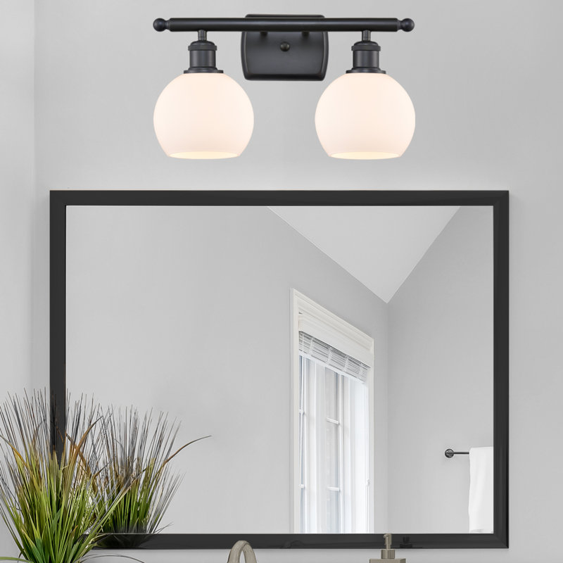 Éclairage pour meuble-lavabo en laiton antique à 2 lumières Almatine, Blanc mat, Incandescente, Noir mat