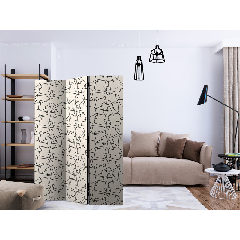 Gundega 135cm W x 172cm H 3 - Panel Solid Wood Folding Room Divider