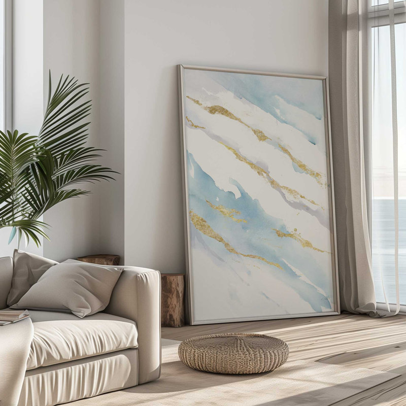 Snow Drift with Gold Accents, impression dans un cadre, H 11 po x l 9 po x P 1,25 po, Cadre noir satiné