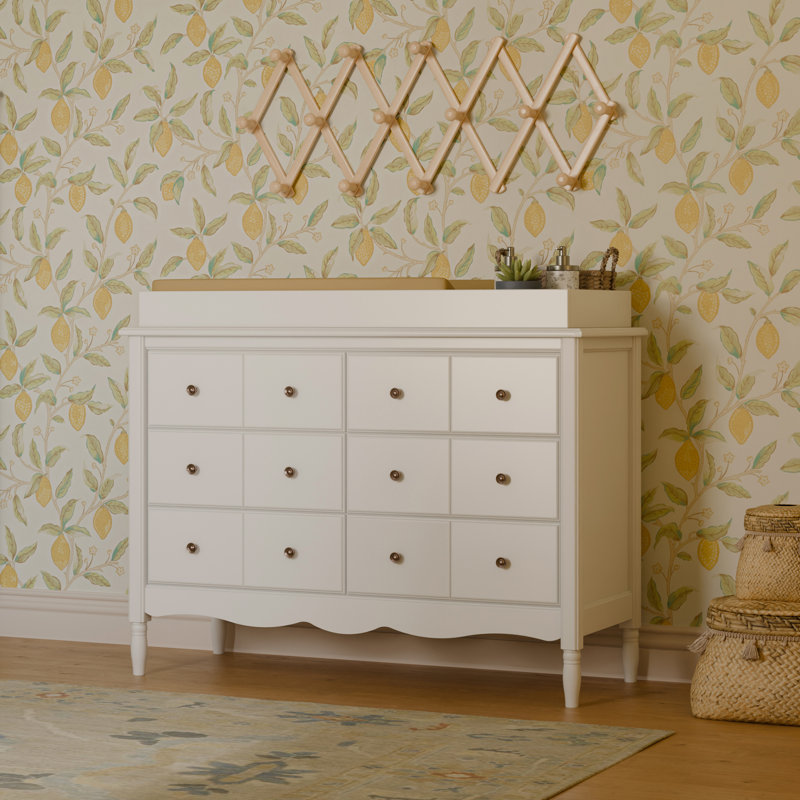 Commode double l 6 tiroirs Liberty, Blanc chaud