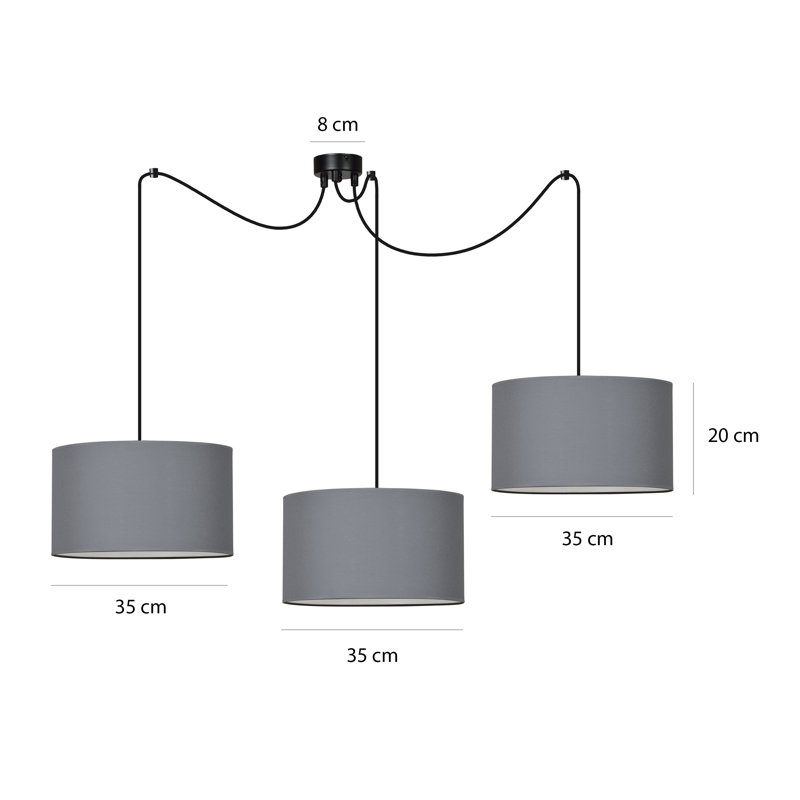 Pascua 3 - Light Black Drum Pendant, Grey