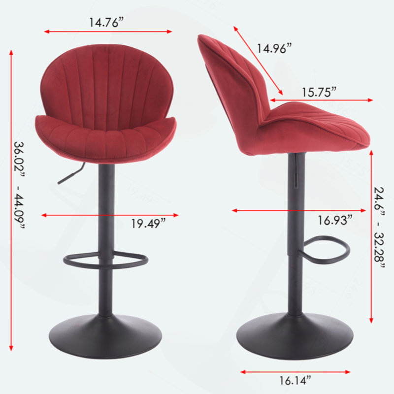 Bar Stools Set Of 2 - Adjustable Barstools With Back And Footrest, Counter Height Bar Chairs For Kitchen, Pub