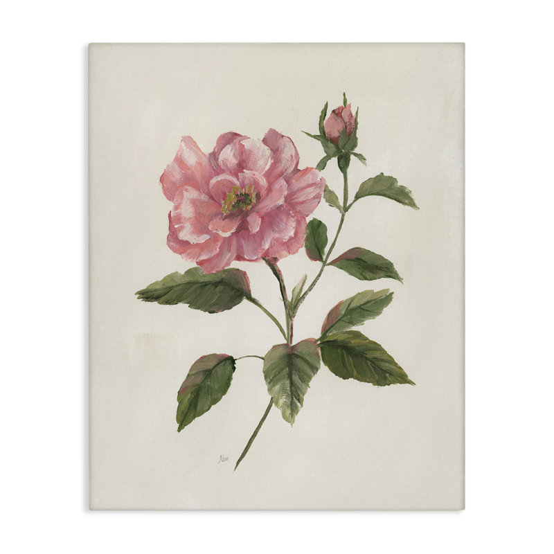 Art mural sur toile à œillets roses simples, design par Nan, H 20 po x l 16 po