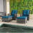 Wicker Patio Furniture Set - 5 Piece Rattan Outdoor Sectional Conversation Sets With 2 Swivel Rocking Chairs,2 Ottomans And 1 Side Table