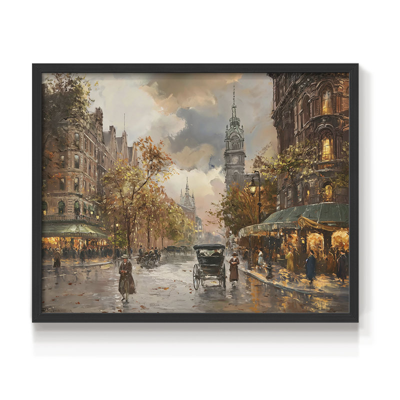 Paysage, série CLCLXXVII, reproduction encadrée, H 11 po x l 14 po, Noir, noir, noir, noir