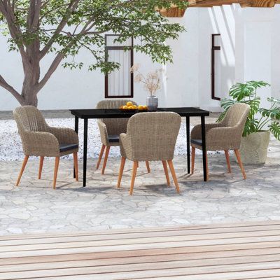 Ensemble de salle à manger de jardin d'extérieur brun