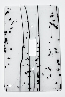 Black and White Art Glass Toggle Light Switch Wall Plate