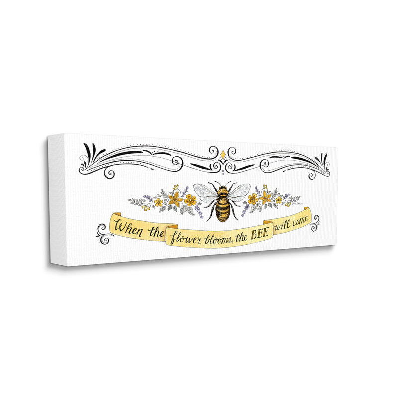 «When The Flower Blooms Honey Bee», citation sur toile tendue, H 10 po x l 24 po x P 1,5 po