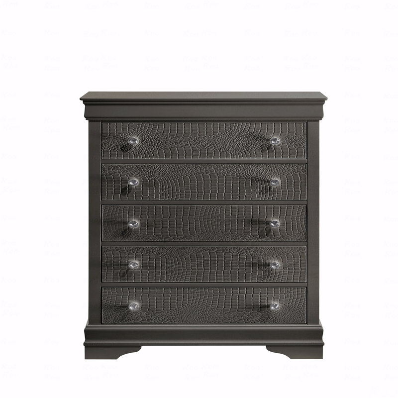 Commode à 5 tiroirs (commode) de style moderne en bois