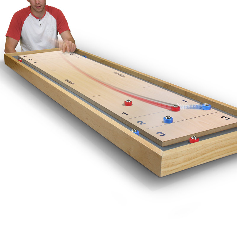 Solid Wood Double-Sided Shuffleboard and Curling Tabletop Game