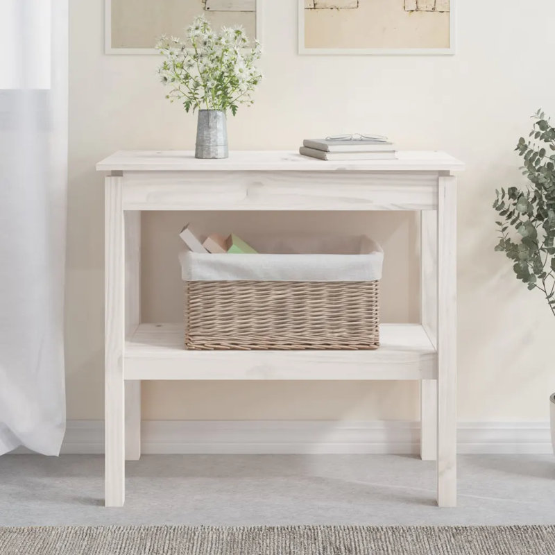 Josh-James Solid Wood Console Table, White, 75cm H x 80cm W x 40cm D
