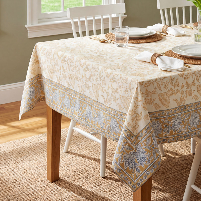 Nappe Quinlan - bleu / brun - 90 po x 90 po, 90 po carré