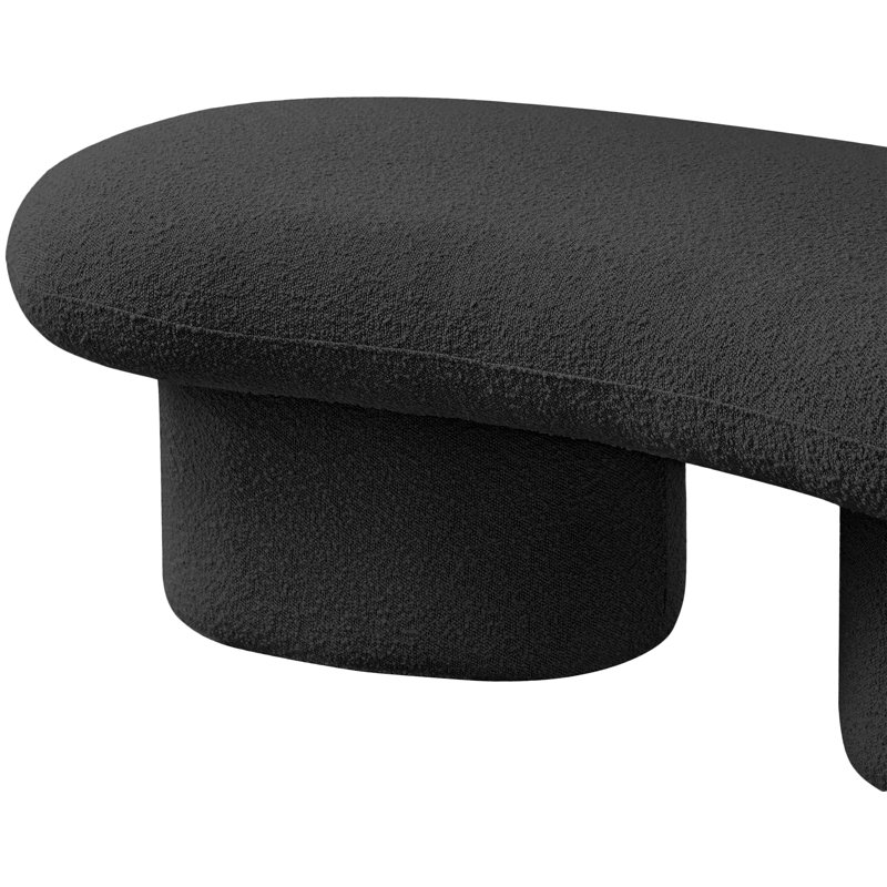 Luka Ipswich Schriver Upholstered Bench, Black Boucle Fabric