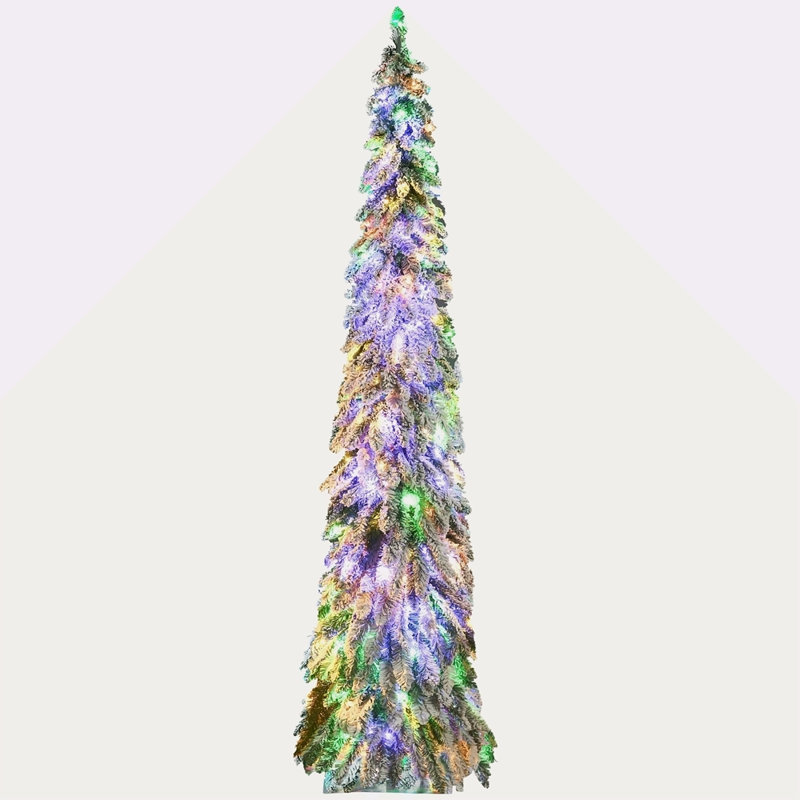 Arbre de Noël artificiel de 7 pi avec 7 536 branches, 350 lumières DEL blanches ou colorées, forme Downswept, 7'