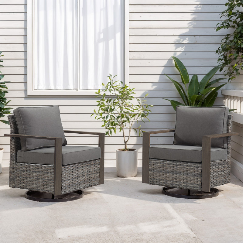 Chaise berçante d'extérieur Kelyse, Cadre gris / coussin gris
