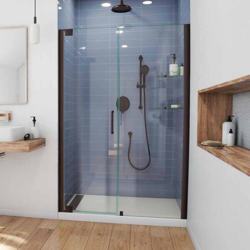  DreamLine Elegance 39 - 41 inch W x 72 inch H Frameless Pivot Shower Door in Brushed Nickel, 41"