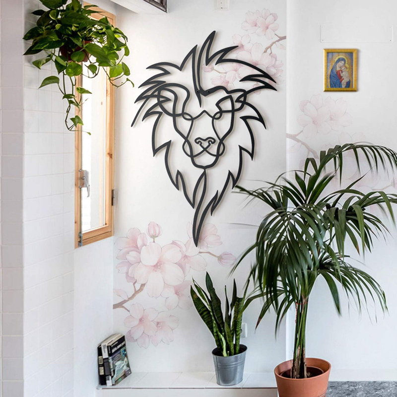 Tête de lion en métal, décoration de salon pour bureau à domicile