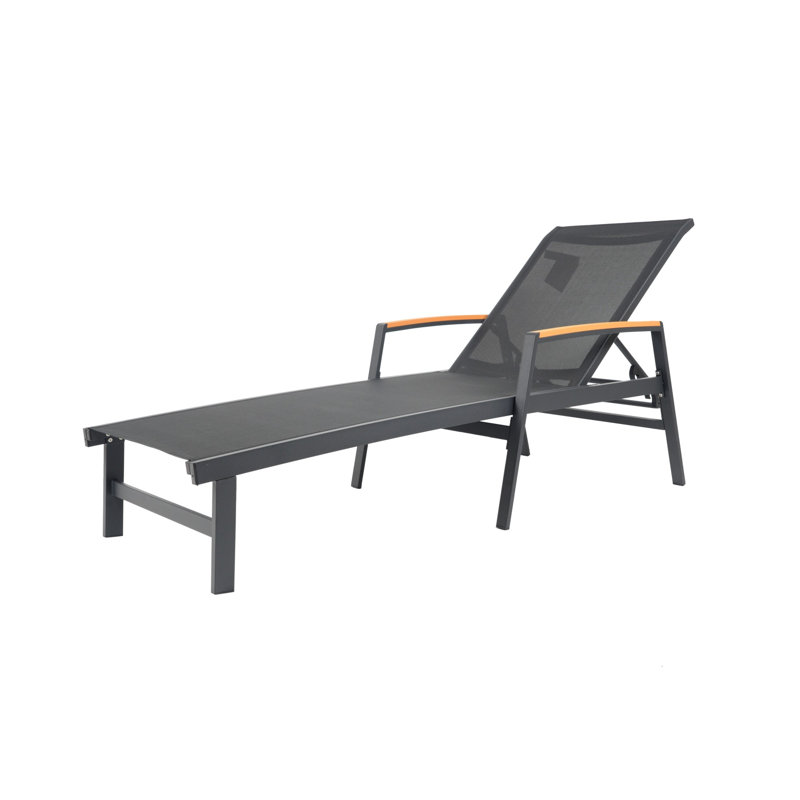 Outdoor Chaise Lounge Chair, 2, Black