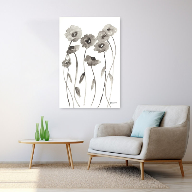 Art contemporain abstrait coquelicots foncés II, H 48 po x l 32 po