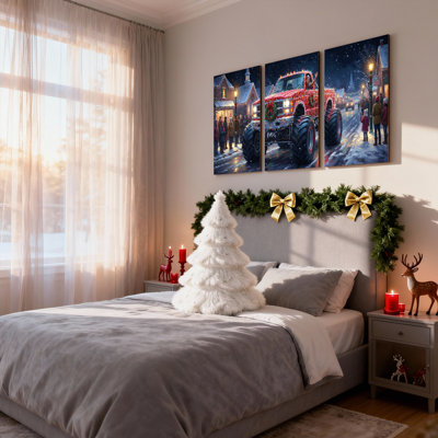 «Christmas Christmas Truck Parade Night», ensemble de 3 impressions sur toile