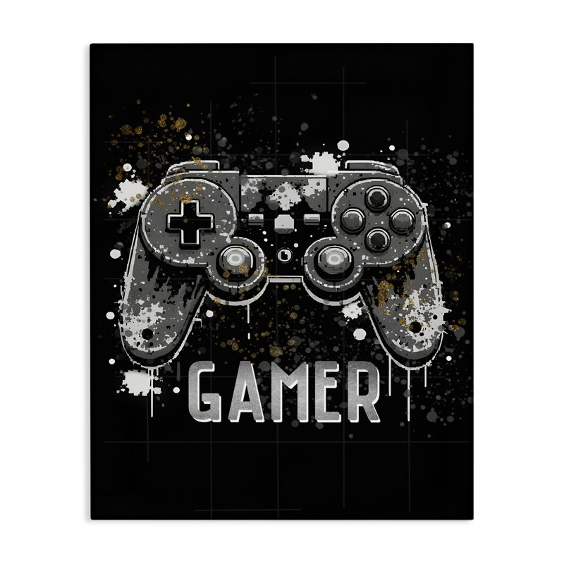 Art mural sur toile Gamer with Modern Splash par Kim Allen, H 48 po x l 36 po