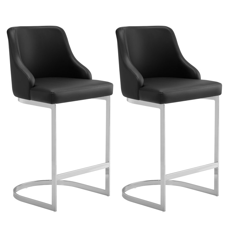 Danual Upholstered Counter Stool with Metal Frame, Black