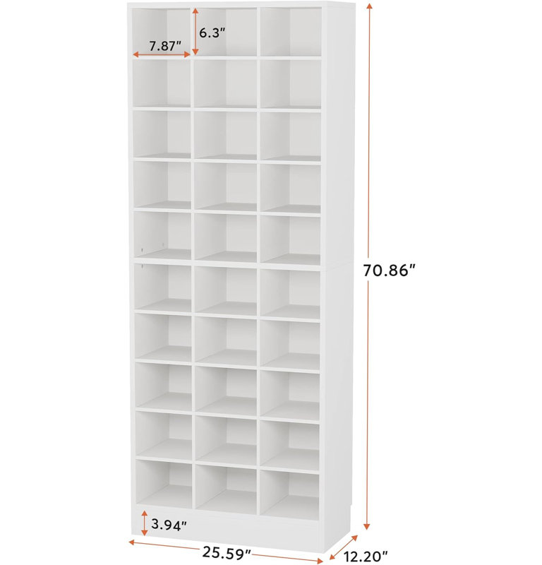 30 Pair Shoe Storage Cabinet, White