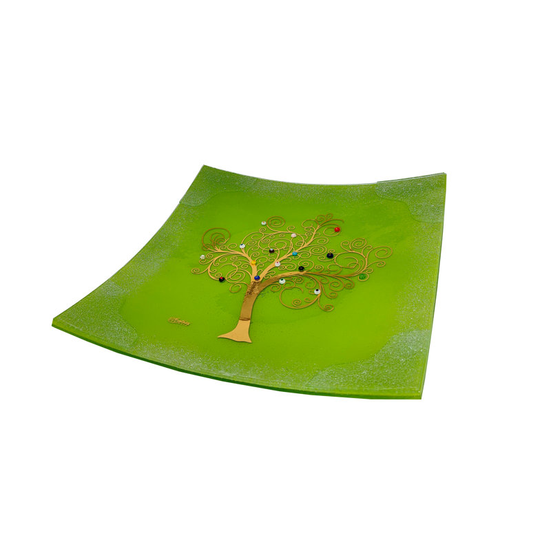 Clinkscales Glass Decorative Plate 1, Green, 2cm H x 38cm W x 38cm D