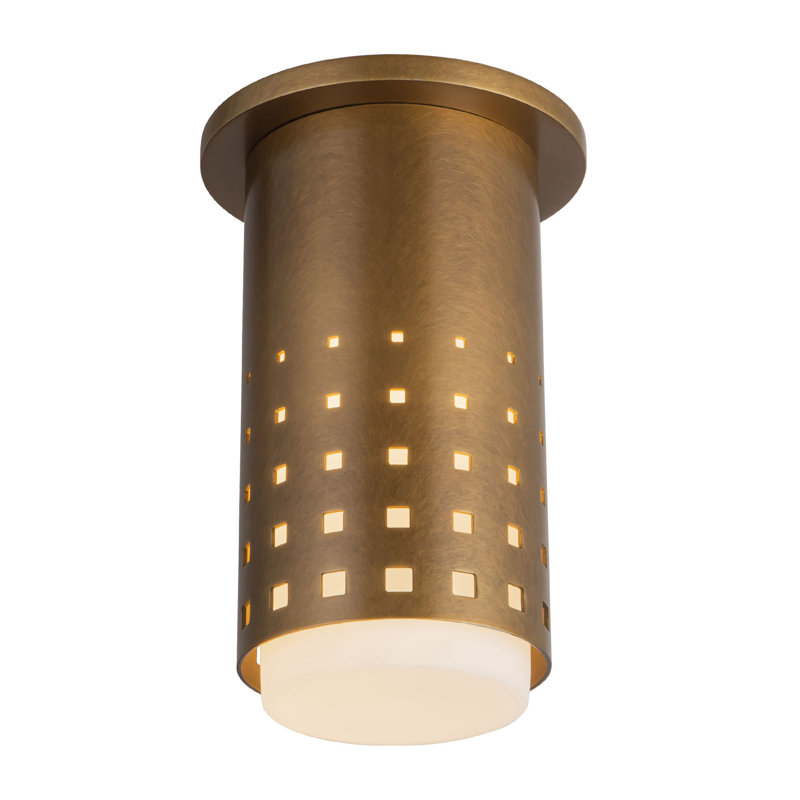 Astoria 5-in Black Semi-Flush Mount, Antique Brass