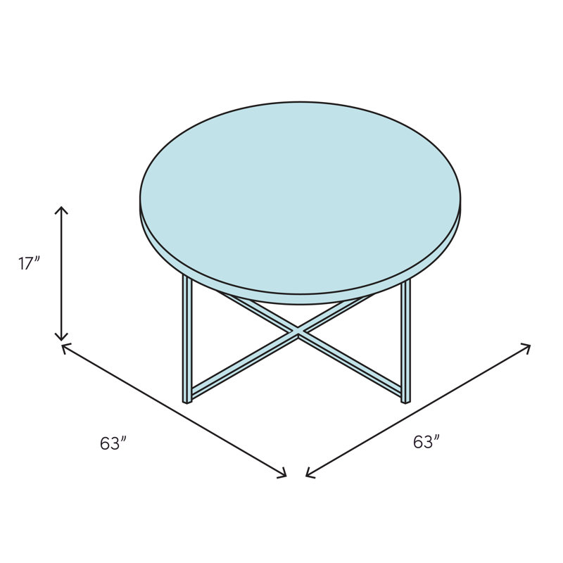 55" Brown And Gold Stainless Steel Round Coffee Table, Walnut/Brass, 17" H x 63" L x 63" W