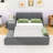 Stelijana Upholstered Grounded Bed with Bedside Desk and Little Round Stool-875290040-875290041