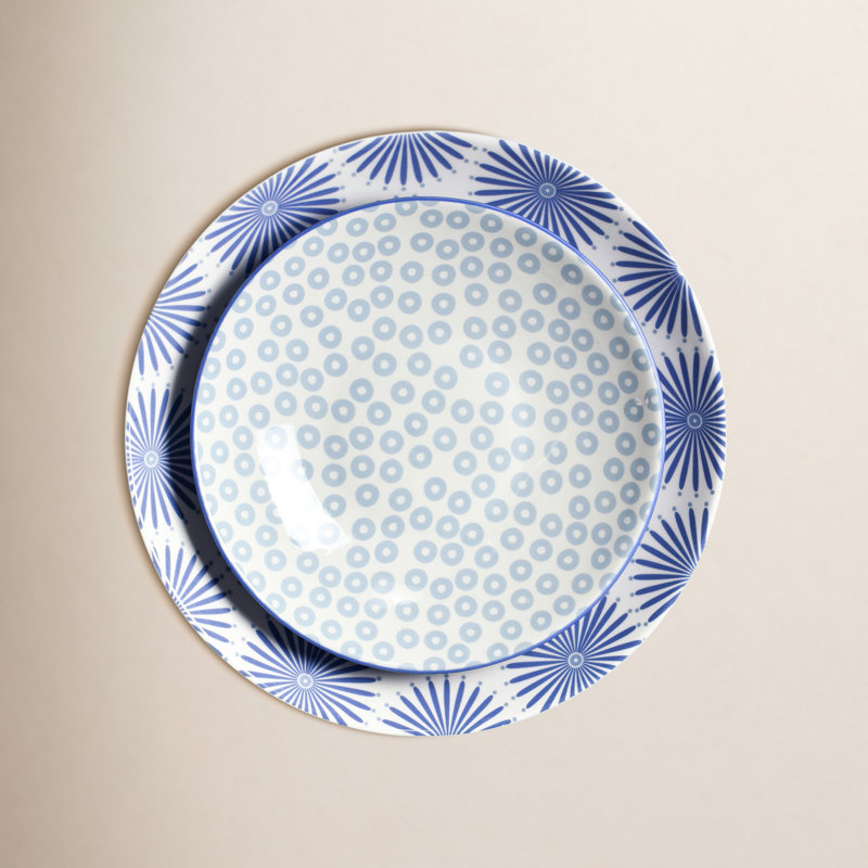 Iris Blue Burst Pip 2 Piece Platter Set
