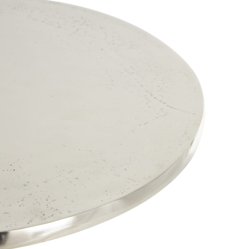 Rosalyn Aluminum Metal Side End Silver Accent Table with Textured Tree Branch Legs Set, Silver