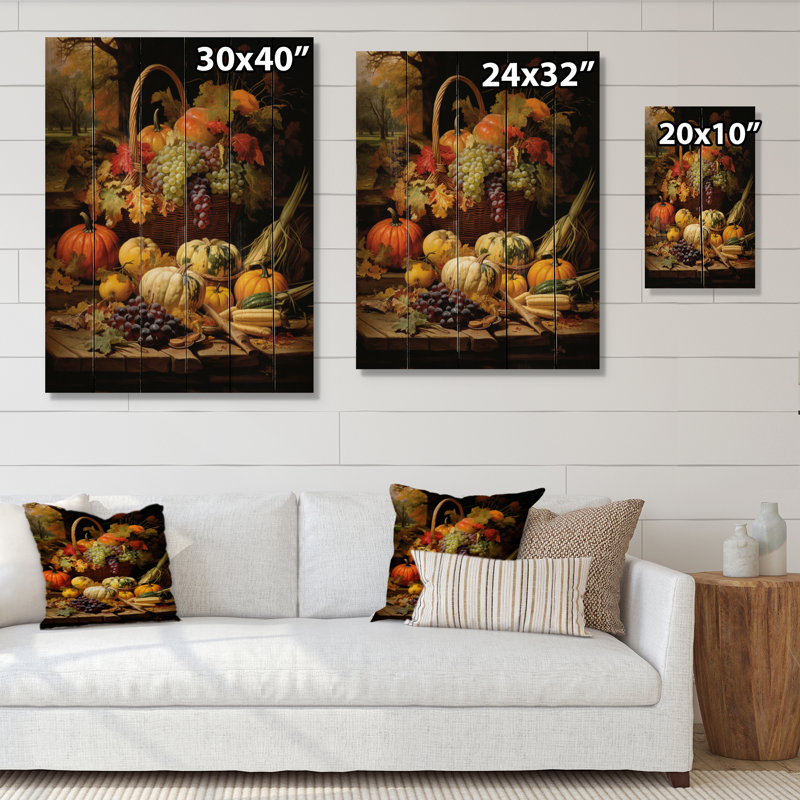 «Food Autumn Harvest II», reproduction sur bois sans cadre, H 32 po x l 24 po x P 0,78 po