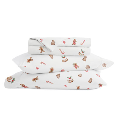 Holiday Sheet Set, Gingerbread Wishes White, Twin
