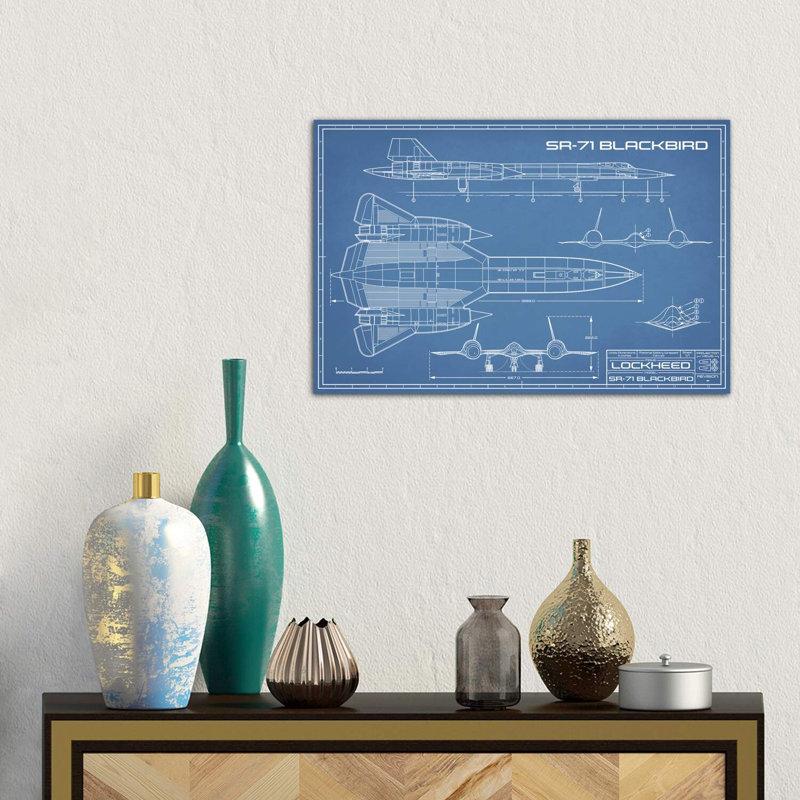 SR-71 Blackbird Spy Plane Blueprint by Action Blueprints - Wrapped Canvas Print, 66.04 cm H x 45.72 cm W x 3.175 cm D
