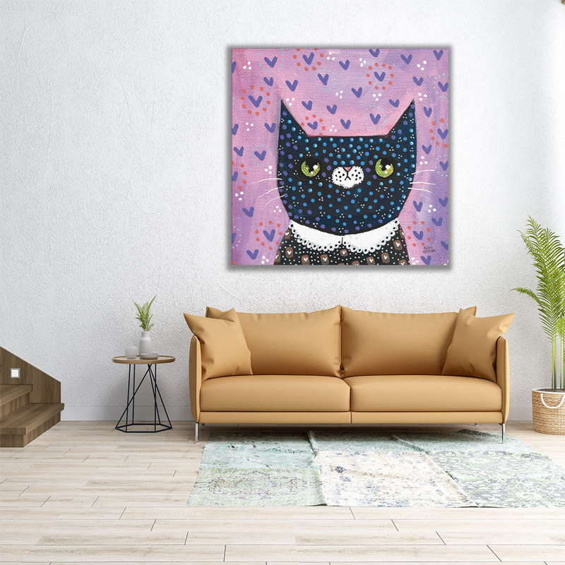 Kooky Cat I - reproduction d'art sur toile, H 40 po x l 40 po