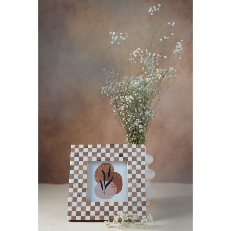 Cadre photo motif os et bois à carreaux, L 4 po x H 4 po