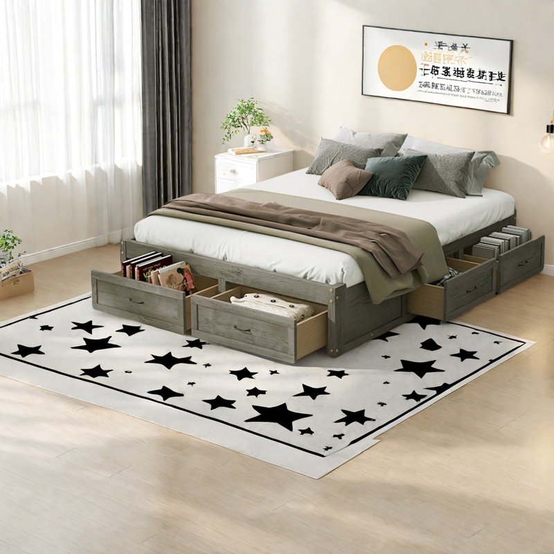 Lits spacieux avec rangement multifonctionnel, design moderne en MDF gris antique pour la maison