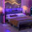 Lozandier Headboard with Storage, Power Outlet, USB Ports and LED Strip-1071489322-1071489327
