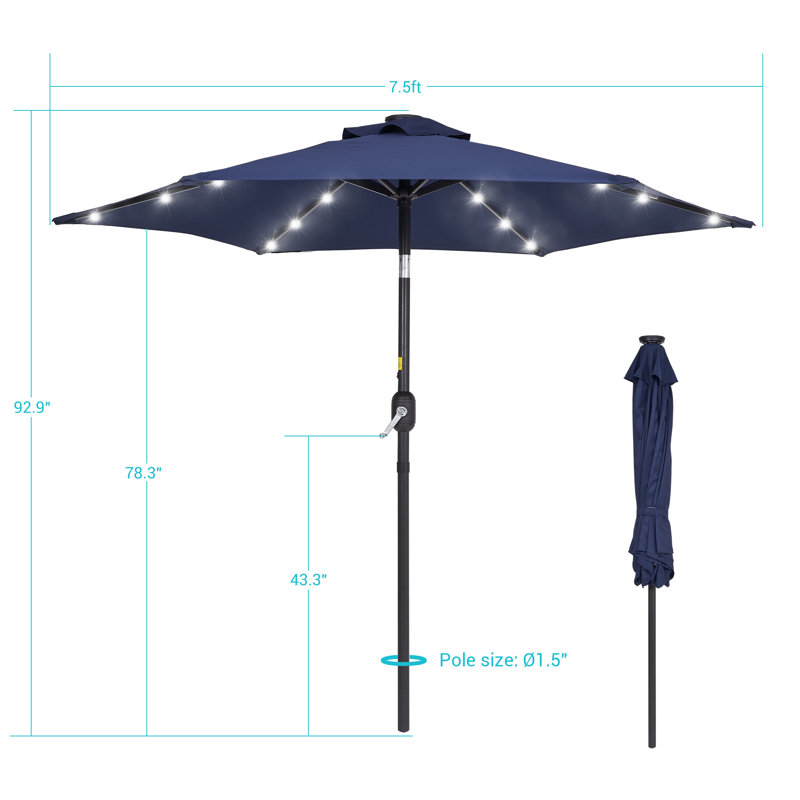 Parasol de marché éclairé 90 po Kanila, Marine