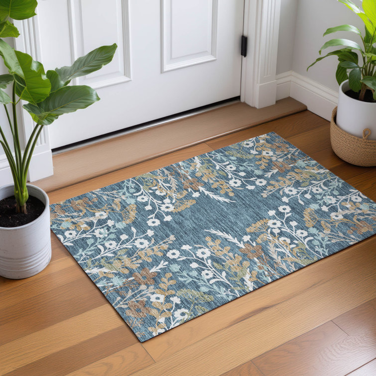 Machine Washable Indoor/Outdoor Bourkelands ACN2334 Floral Rug